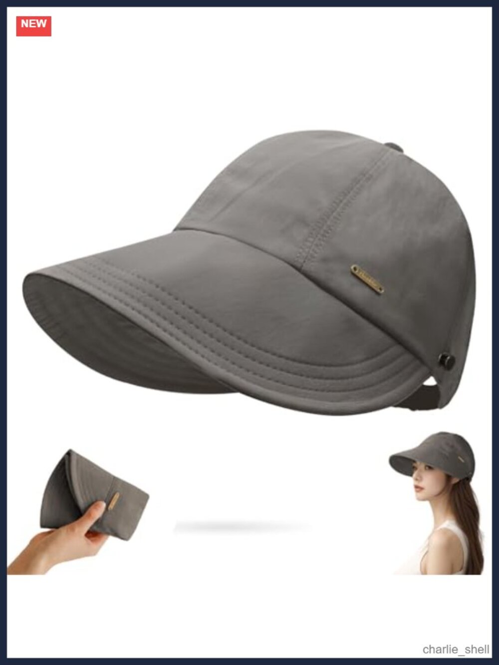 Womens Wide Brim Sun Hat UPF 50+ Adjustable Ponytail Packable Hiking Fishing Cap